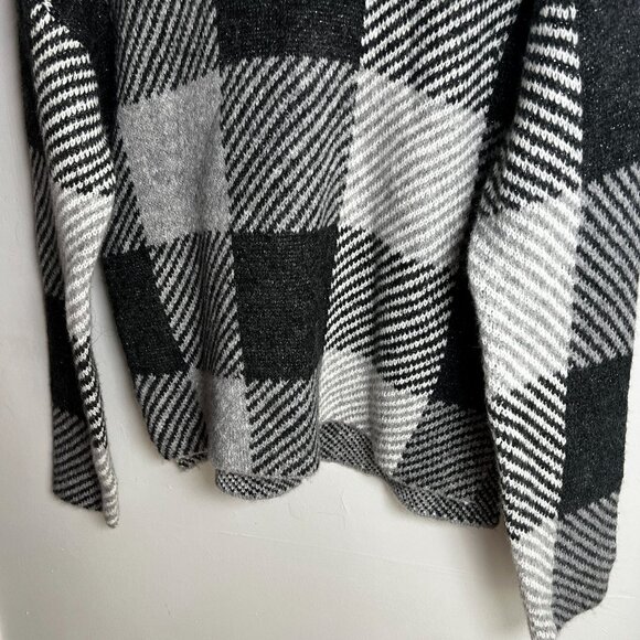 DKNY Womens Turtleneck Plaid Sweater Pull Over SMALL Black White Metallic - Picture 3 of 10